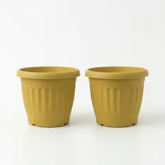 GENERICO - Pack 2 Maceteros Plástico Redondo Amarillo 15 cm.