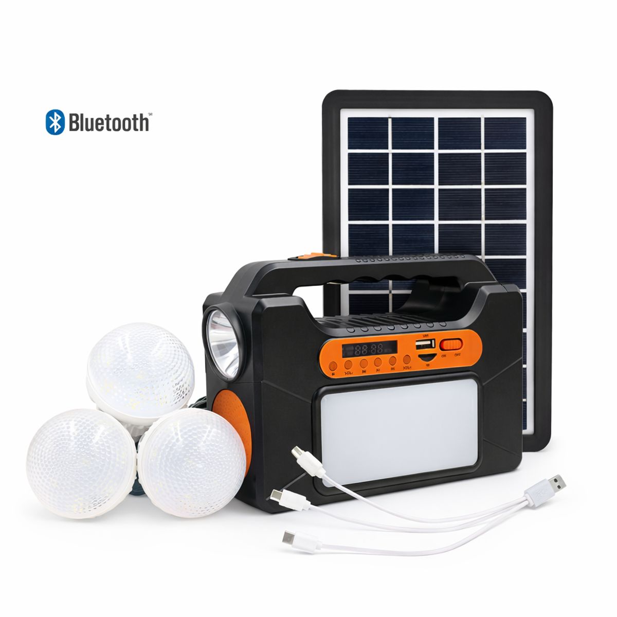 MOVI - Kit Energía Solar Portátil 50h Autonomía Carga USB LED