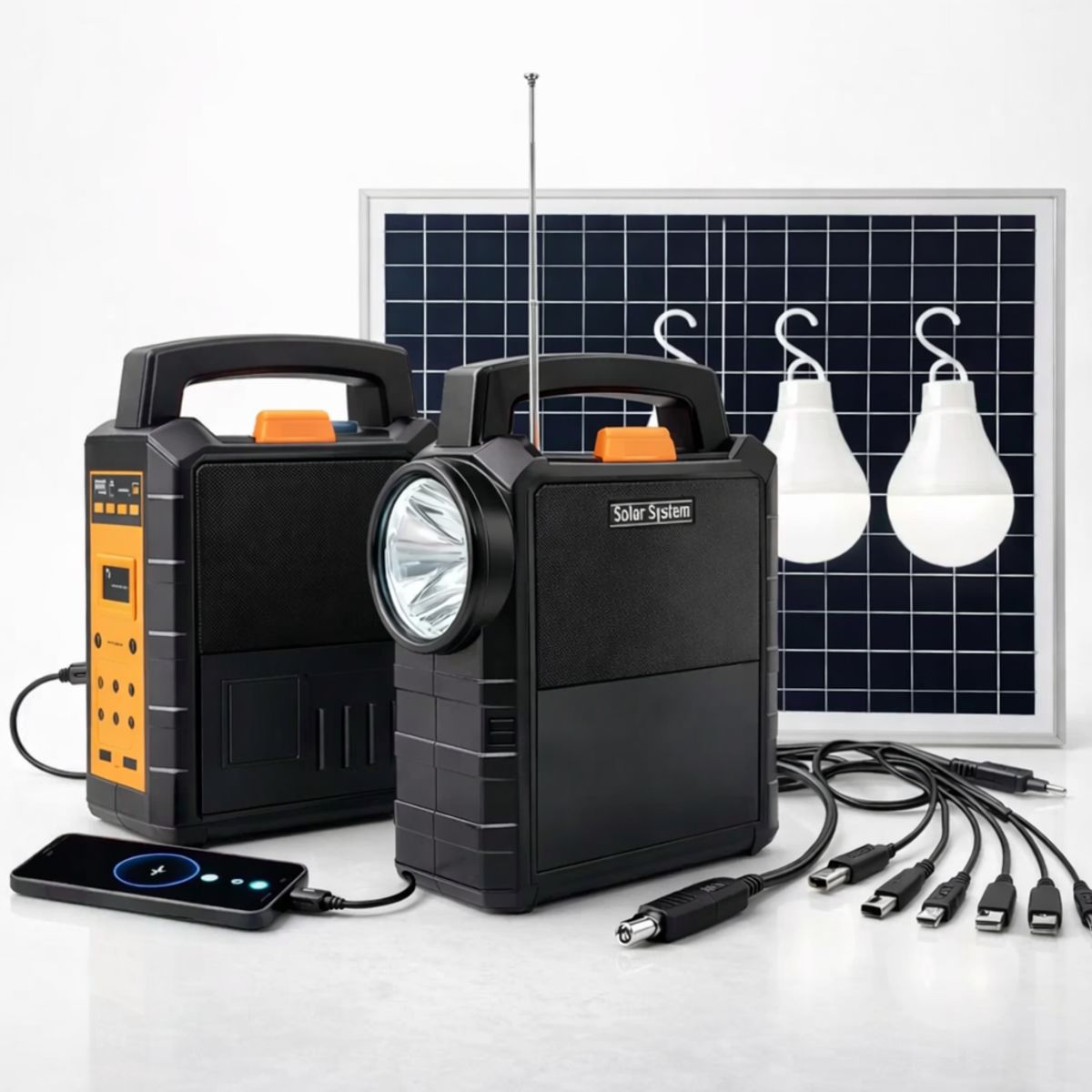 MOVI - Kit Energía Solar Portátil 50h Autonomía Carga USB LED