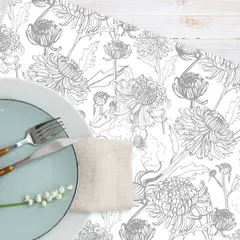 LAFANTINA - INDIVIDUALES DE PAPEL REUTILIZABLES FLORES GRIS