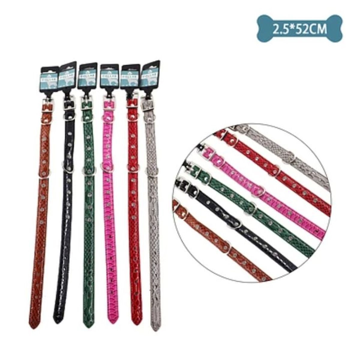 GENERICO - Collar PU con diamantes Color Aleatorio 2.5x52cm 12pcs