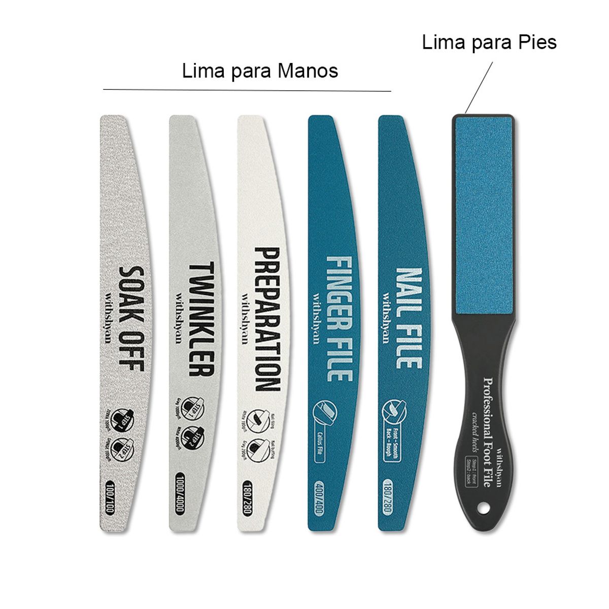GENERICO - Set 6 Limas Profesional Manos y Pies Withshyan Korea