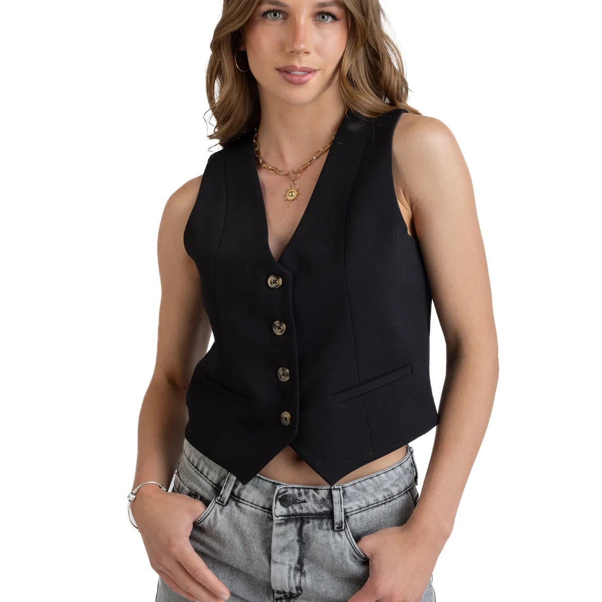 EFESIS - Vest Regular Botones Mujer