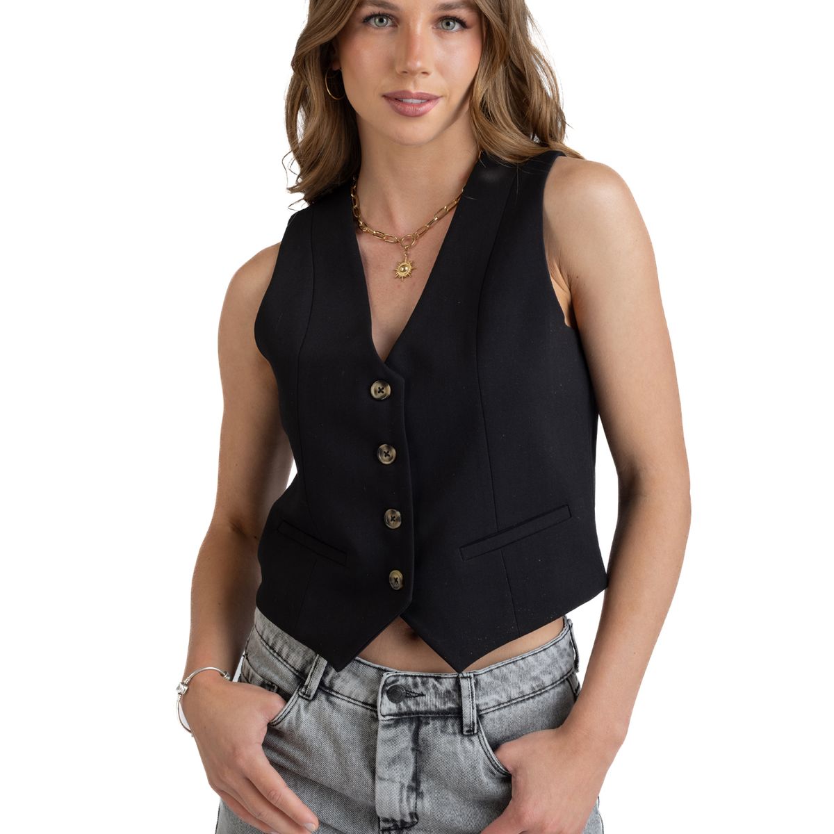 EFESIS - Vest Regular Botones Mujer