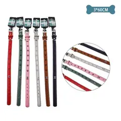 GENERICO - Collar PU con diseño huella de perro Color Aleatorio 3x60cm 12pcs