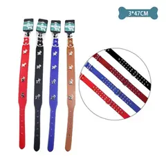 GENERICO - Collar PU con tachuelas de perro Color Aleatorio 3x47cm 12pcs