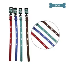 GENERICO - Collar PU con diseño perro bordado Color Aleatorio 2.0cm 12pcs