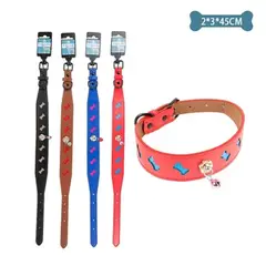 GENERICO - Collar PU con campana Color Aleatorio 2x3x45cm 12pcs