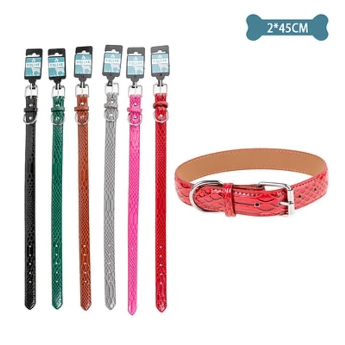 GENERICO - Collar PU con estampado de serpiente Color Aleatorio 2x45cm 12pcs