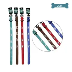 GENERICO - Collar PU con diseño perro bordado Color Aleatorio 2.0cm 12pcs