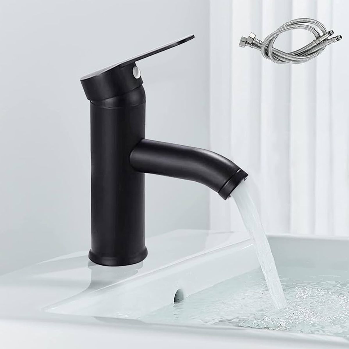 GENERICO - Llave Grifo De Baño Monomando Lavamanos Negro Mate Premium