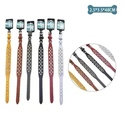 GENERICO - Collar PU con tachuelas Color Aleatorio 2.5x3.5x48cm 12pcs