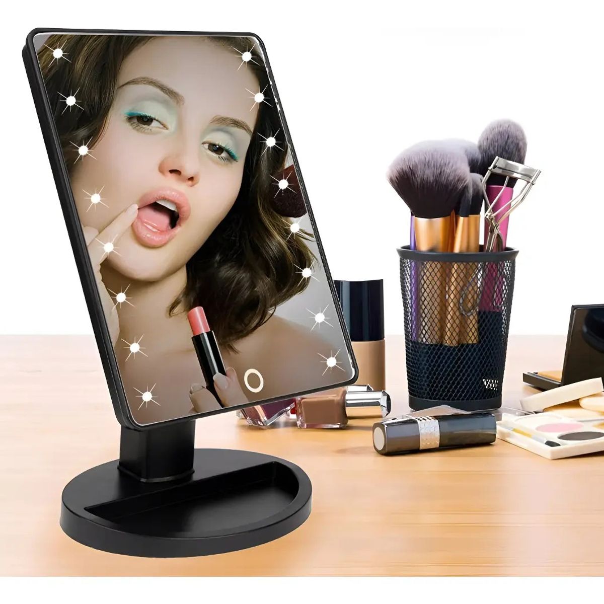 GENERICO - Espejo 16 Luz Led Tactil Maquillaje Usb Portatil Giratorio