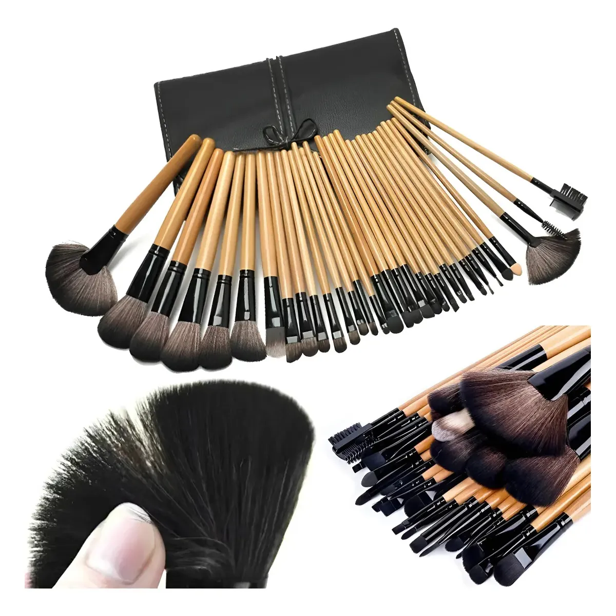 GENERICO - Set 32 Pinceles Y Brochas Maquillaje + Bolso Organizador