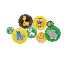 GENERICO - Abanicos de animales verde y amarillo