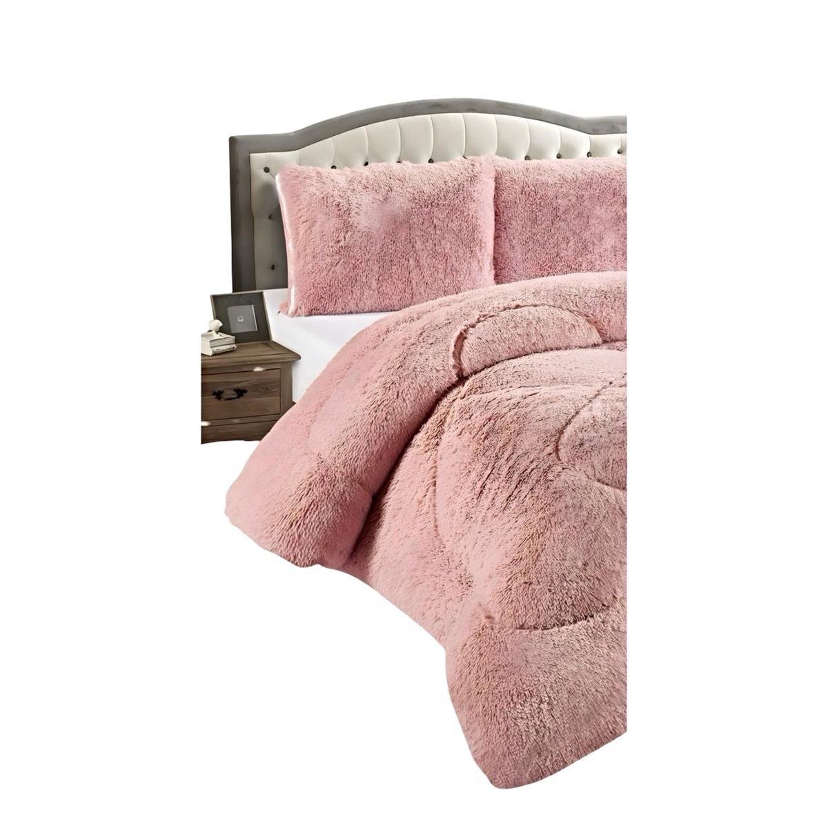 GENERICO - CUBRECAMA CHIPORRO PELUDO PLAZA Y MEDIA ROSA  180X230