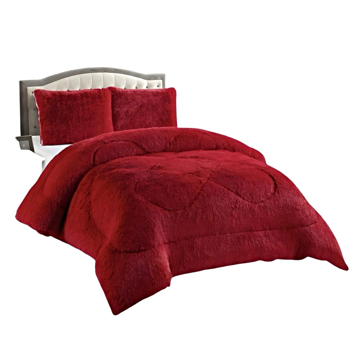 GENERICO - CUBRECAMA CHIPORRO PELUDO KING-SUPER KING ROJO 250X270