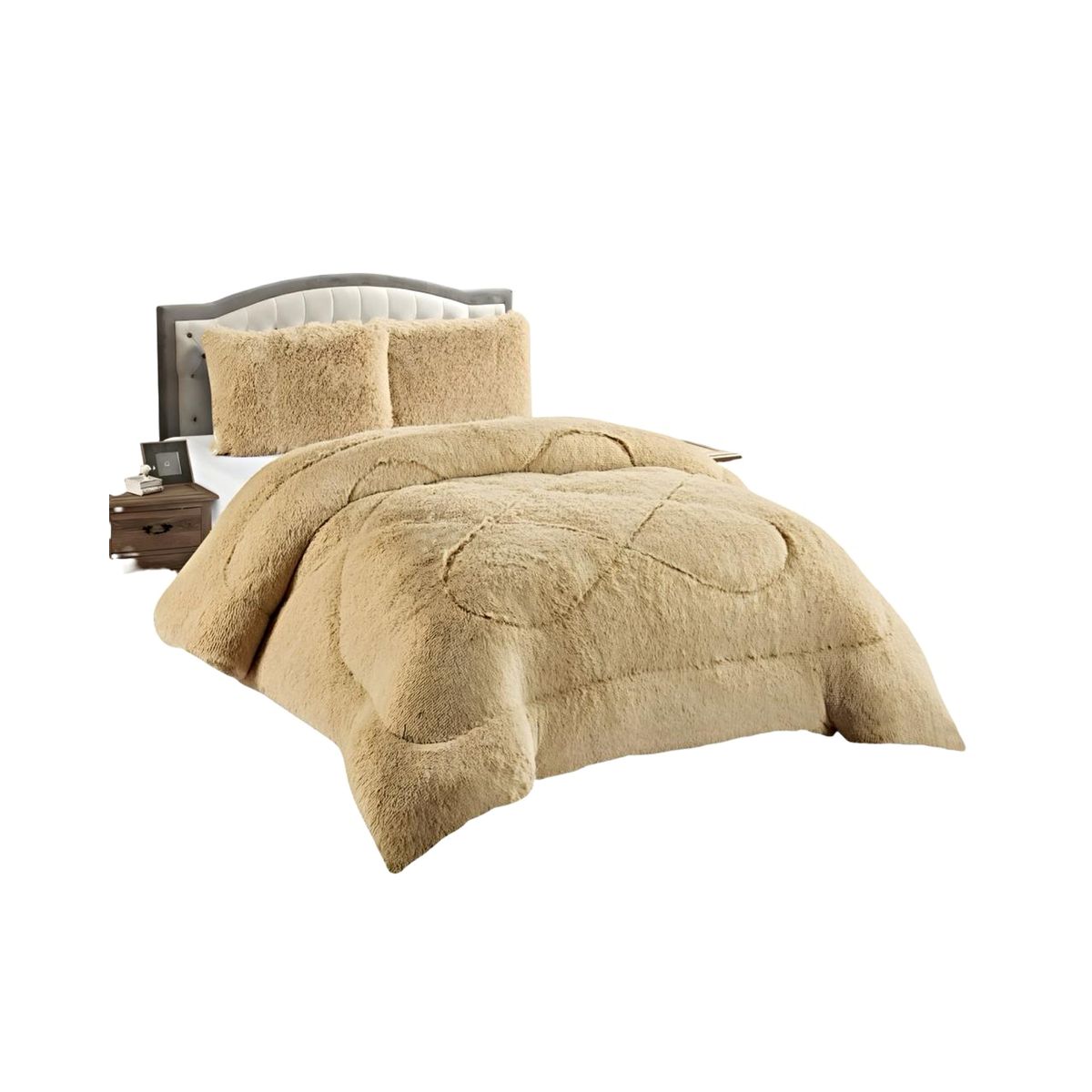 GENERICO - CUBRECAMA CHIPORRO PELUDO 2 PLAZAS BEIGE 230X250