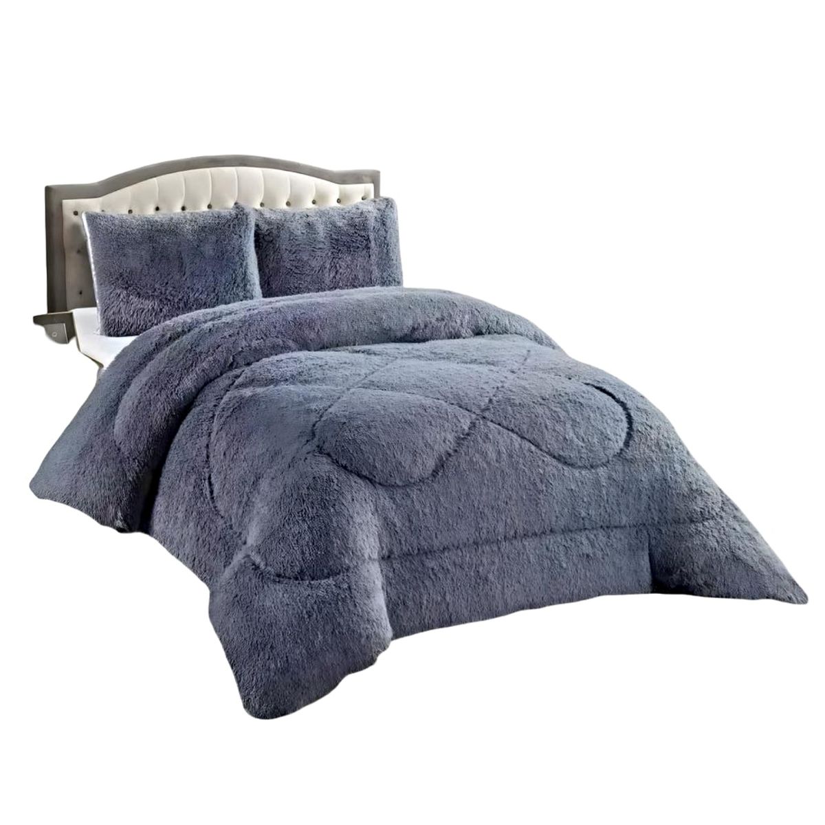 GENERICO - CUBRECAMA CHIPORRO PELUDO KING-SUPER KING GRIS 250X270