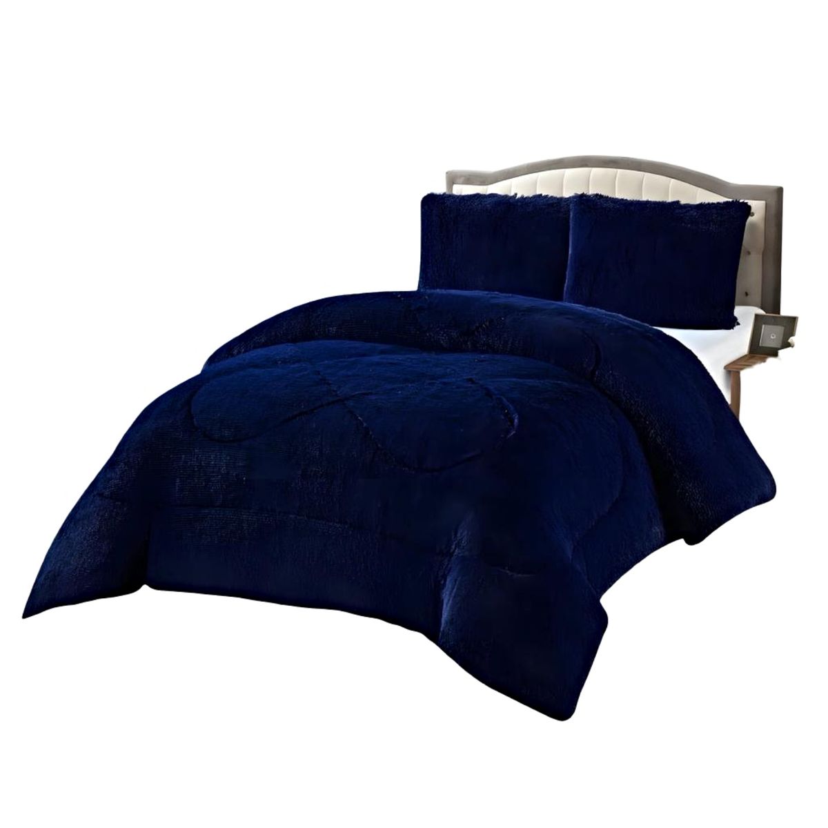 GENERICO - CUBRECAMA CHIPORRO PELUDO KING-SUPER KING AZUL 250X270