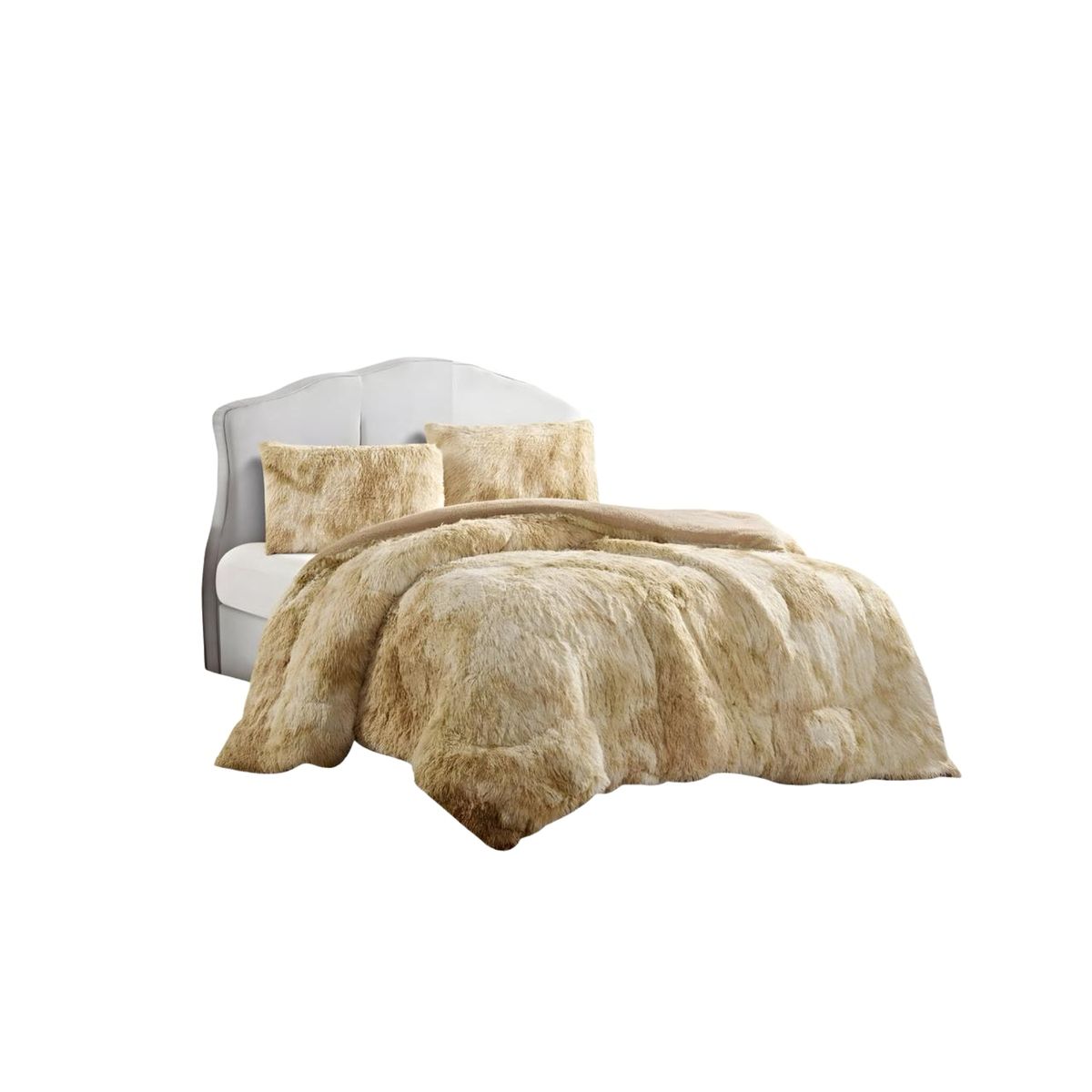 GENERICO - CUBRECAMA CHIPORRO PELUDO KING-SUPER KING BEIGE JASPEADO 250X270