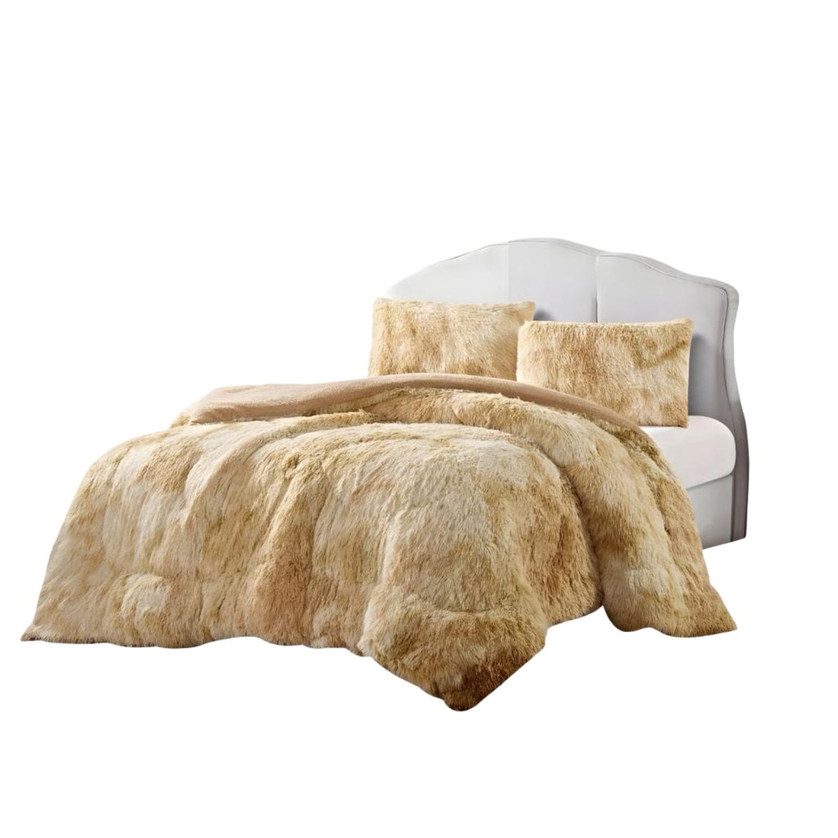 GENERICO - CUBRECAMA CHIPORRO PELUDO KING-SUPER KING BEIGE JASPEADO 250X270