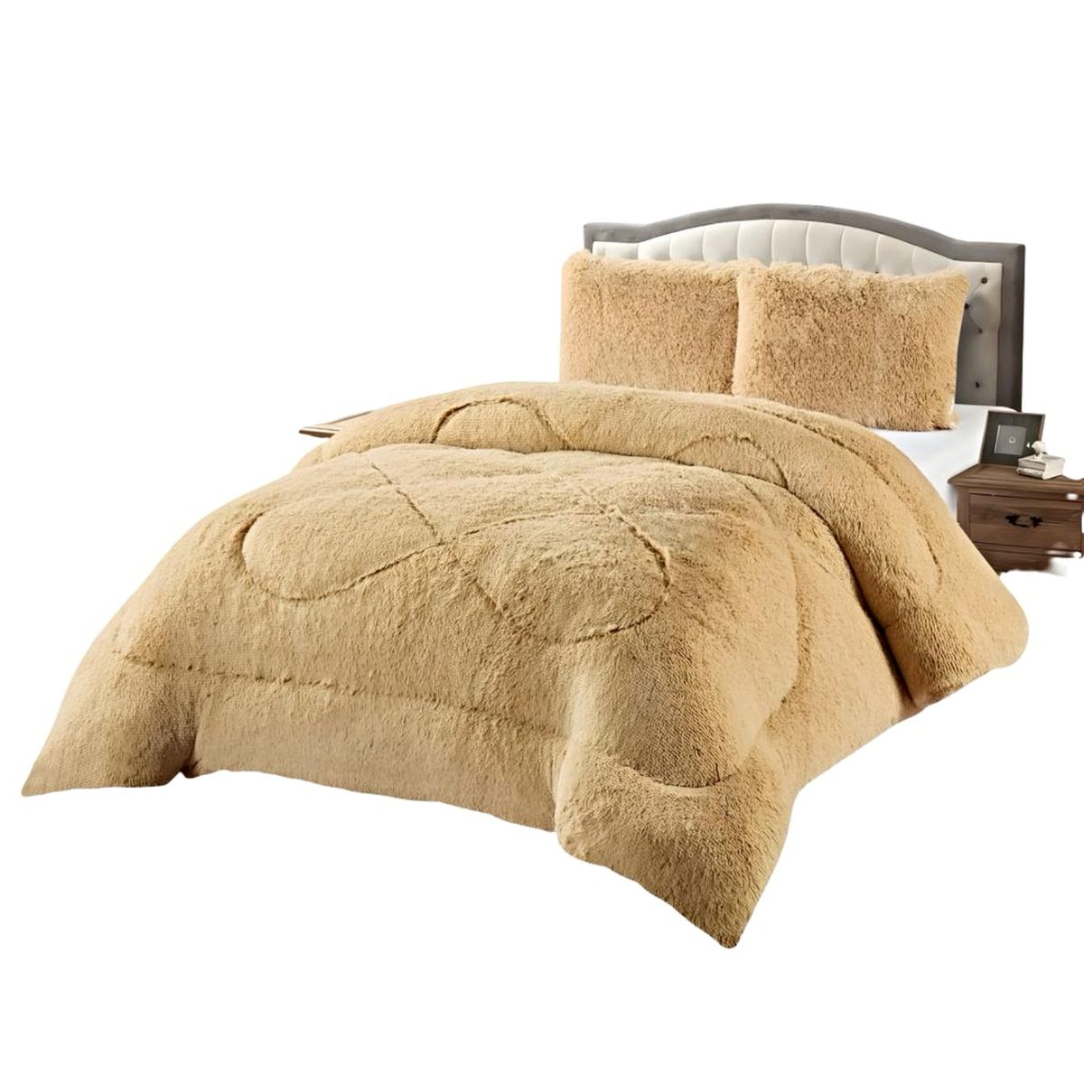GENERICO - CUBRECAMA CHIPORRO PELUDO PLAZA Y MEDIA BEIGE  180X230
