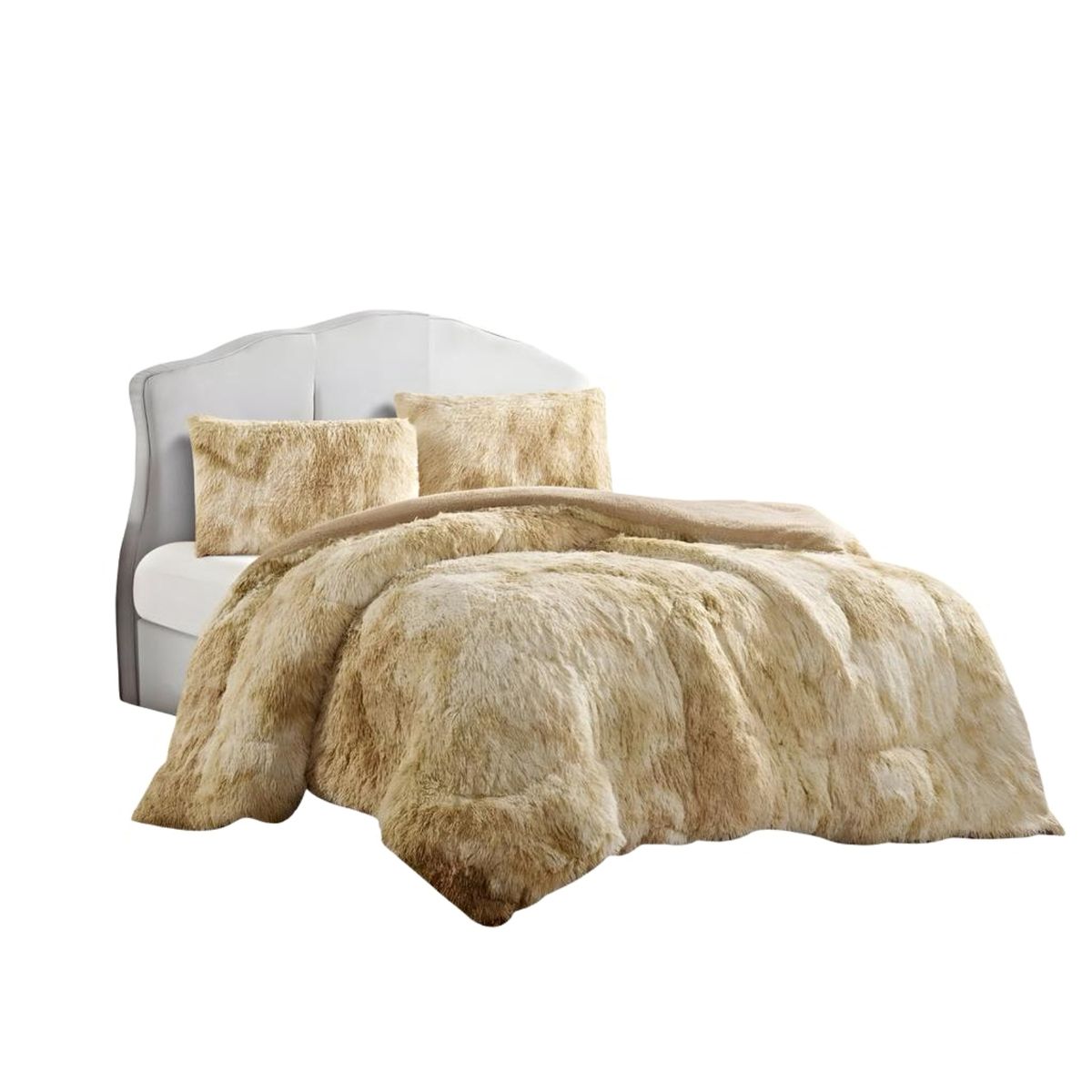 GENERICO - CUBRECAMA CHIPORRO PELUDO PLAZA Y MEDIA BEIGE JASPEADO  180X230