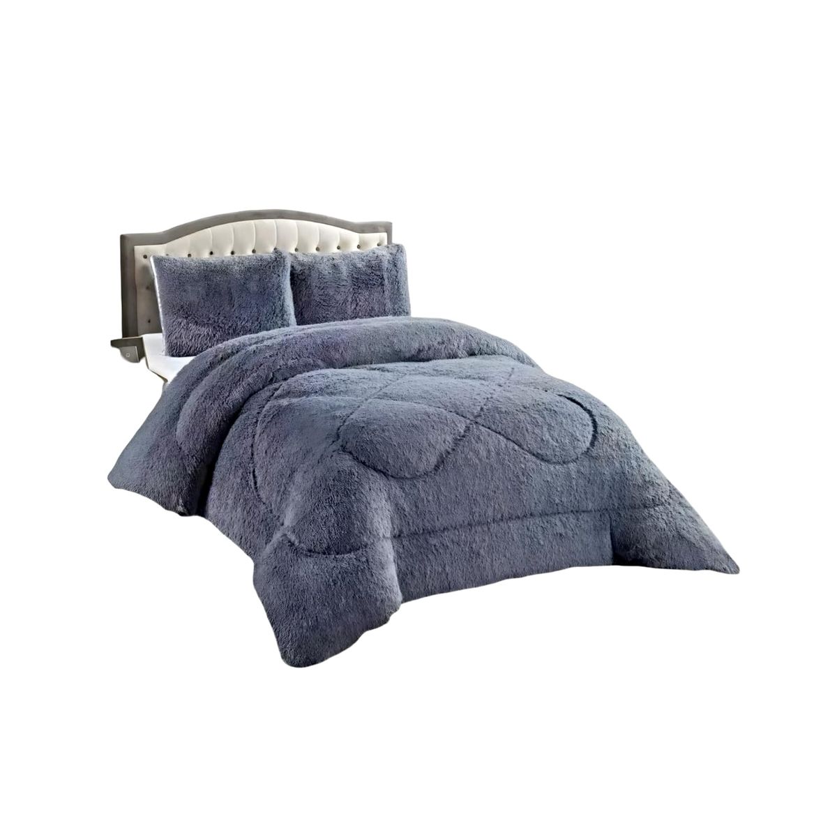 GENERICO - CUBRECAMA CHIPORRO PELUDO KING-SUPER KING GRIS 250X270