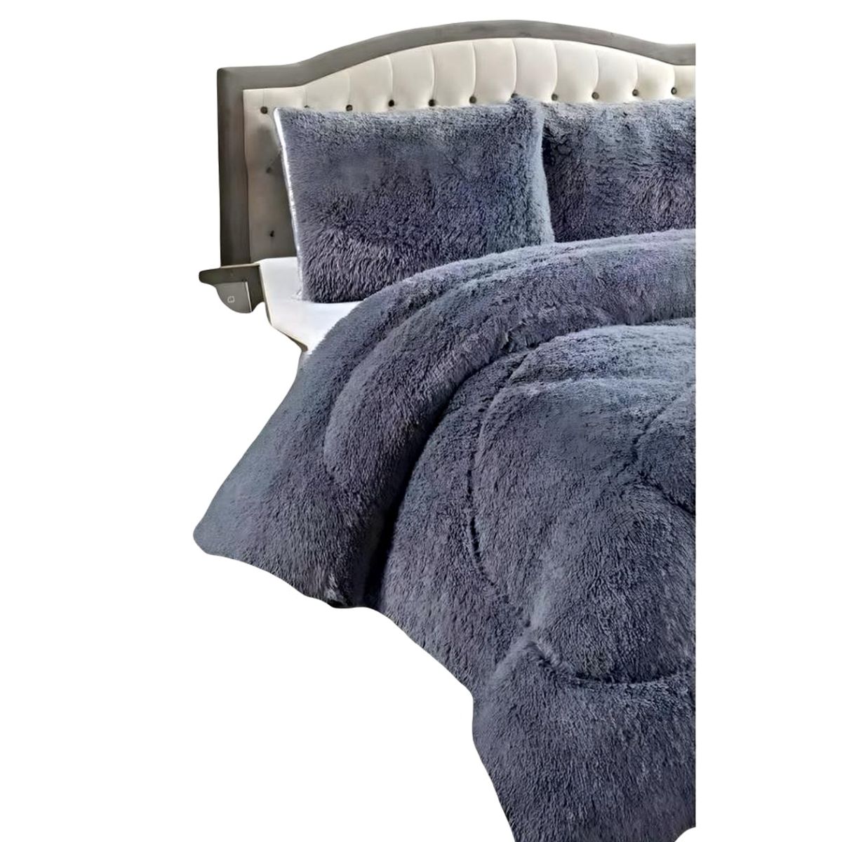 GENERICO - CUBRECAMA CHIPORRO PELUDO KING-SUPER KING GRIS 250X270