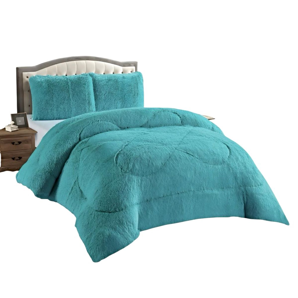 GENERICO - CUBRECAMA CHIPORRO PELUDO KING-SUPER KING CELESTE 250X270