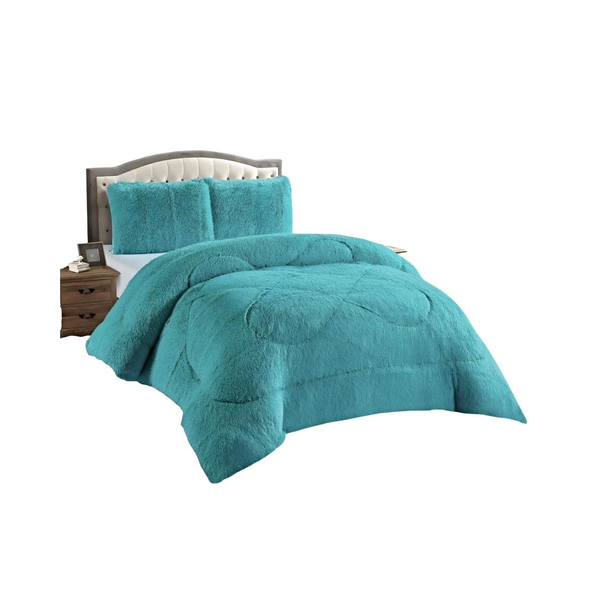 GENERICO - CUBRECAMA CHIPORRO PELUDO KING-SUPER KING CELESTE 250X270