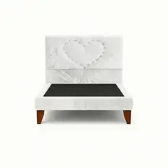GENERICO - Cama Plaza y Media Corazón Crudo Base + Colchón Mery Design Excellense Plus