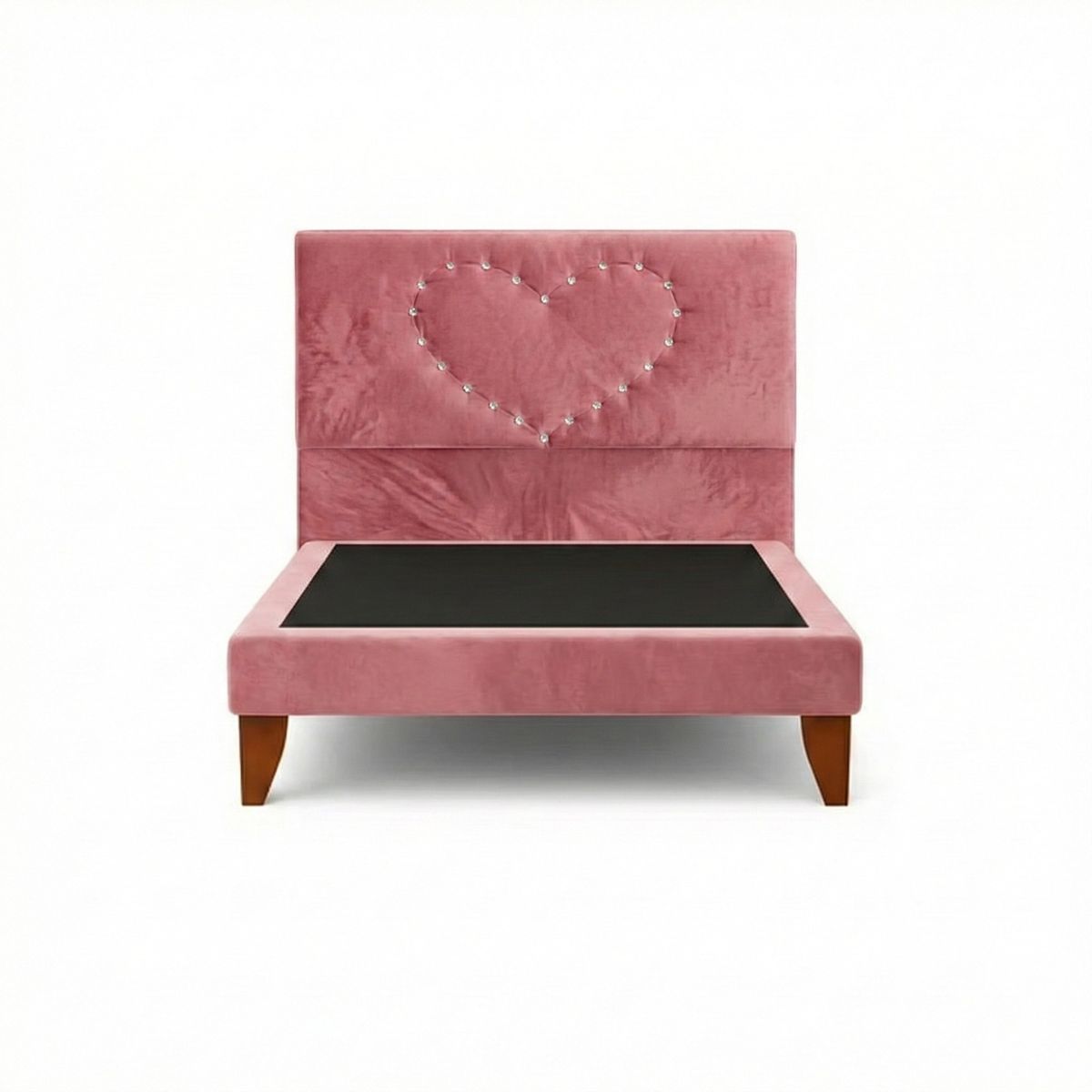 GENERICO - Cama Plaza y Media Corazón Palo Rosa Base + Colchón Mery Design Excellense Plus