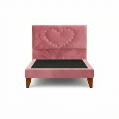 GENERICO - Cama Plaza y Media Corazón Palo Rosa Base + Colchón Mery Design Excellense Plus