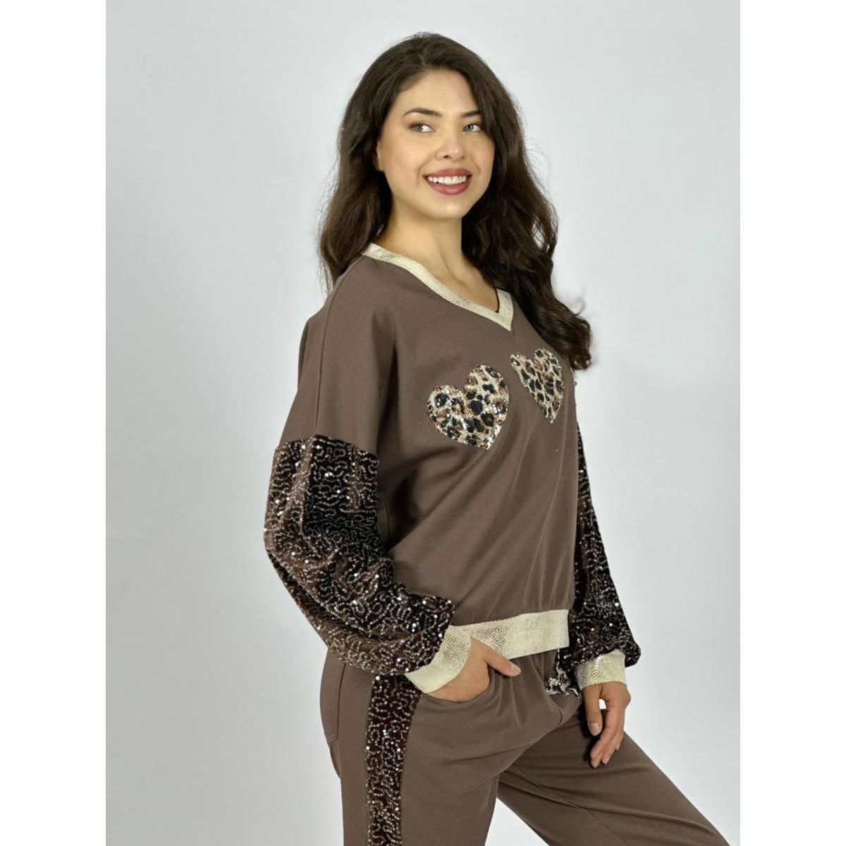 ENIGMATICA BOUTIQUE - Polerón Algodón Triple Corazon Print