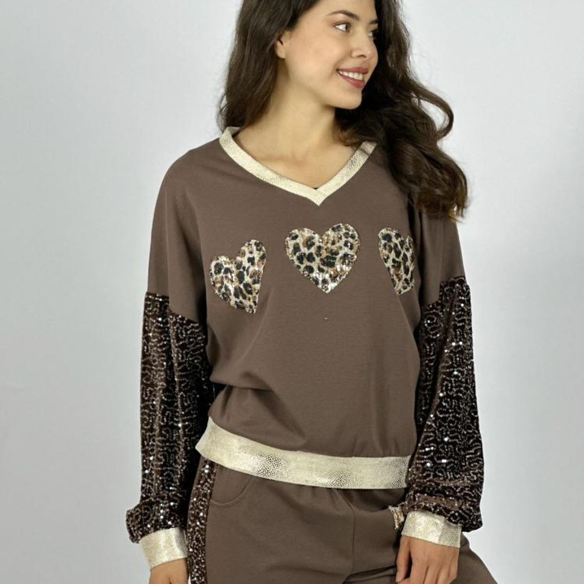 ENIGMATICA BOUTIQUE - Polerón Algodón Triple Corazon Print