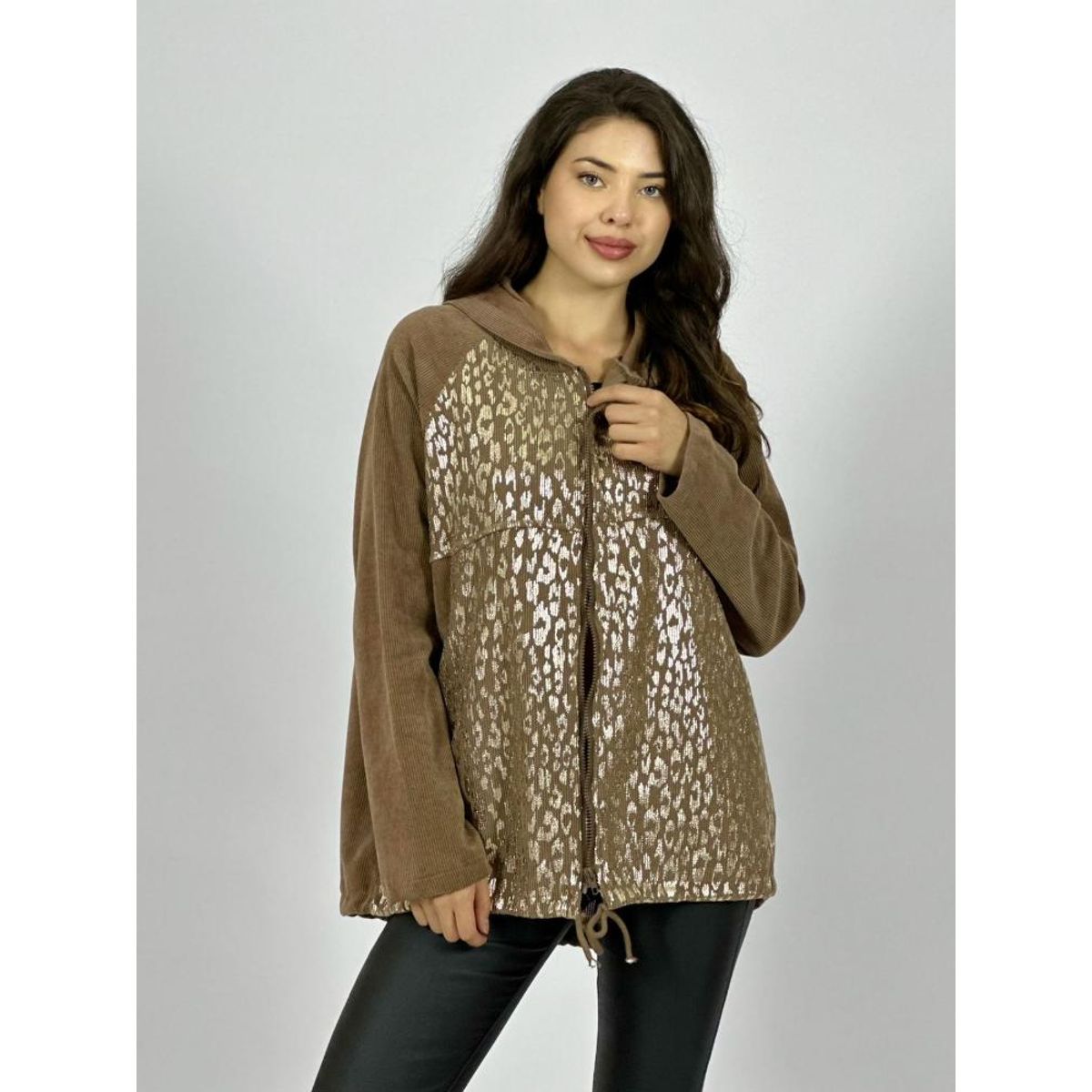 ENIGMATICA BOUTIQUE - Polerón con Capucha Cotelé con Brillos