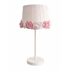 DECORACION CREATIVA - Lampara Infantil Mesa - Linea Corona de Flores base Blanca