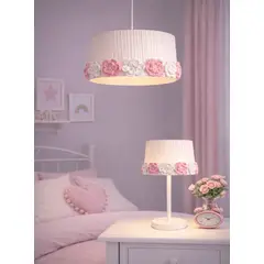 DECORACION CREATIVA - Set Lampara infantil- Linea Corona de Flores Colgante y de Velador