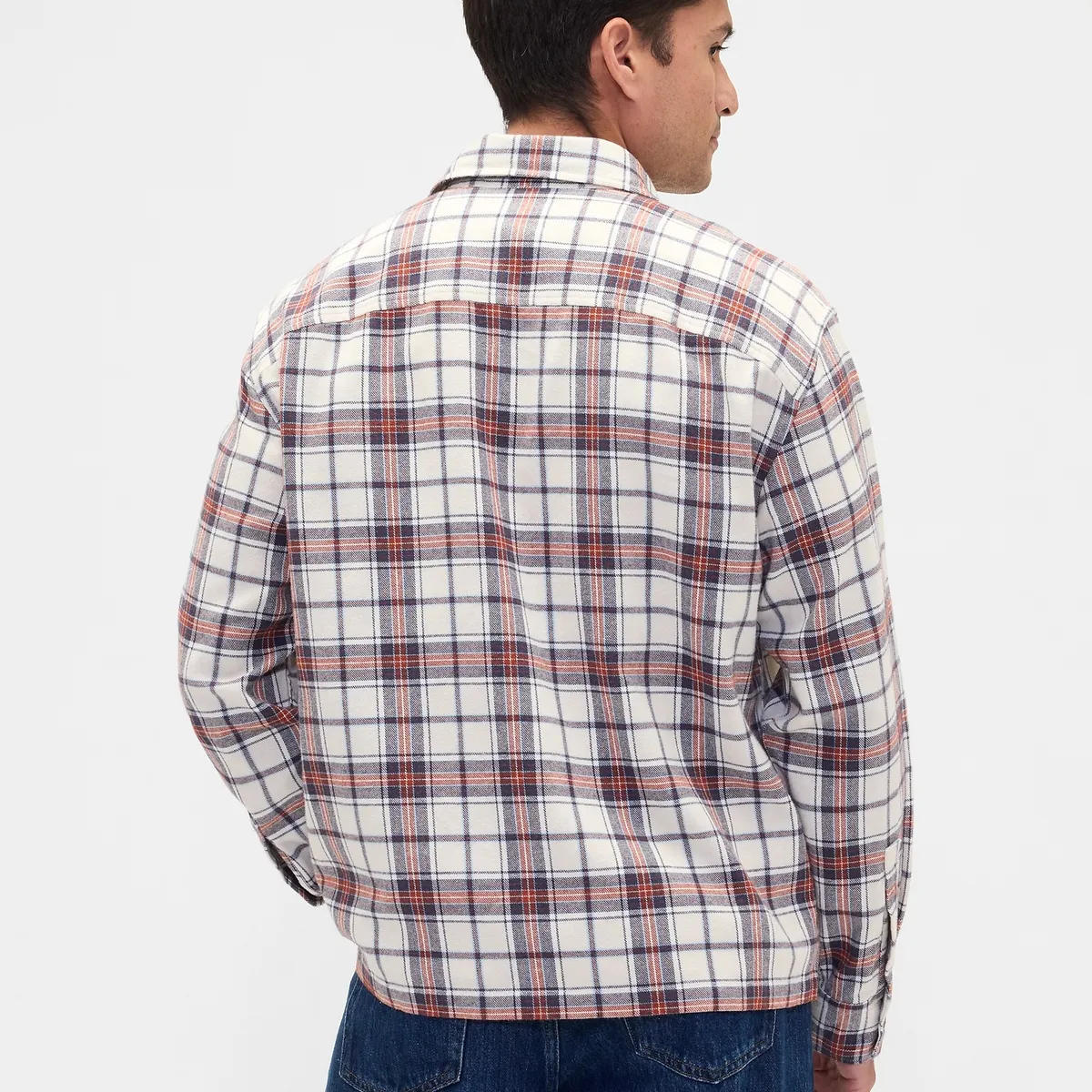 GAP - Camisa Hombre Gap Manga Larga Franela Azul