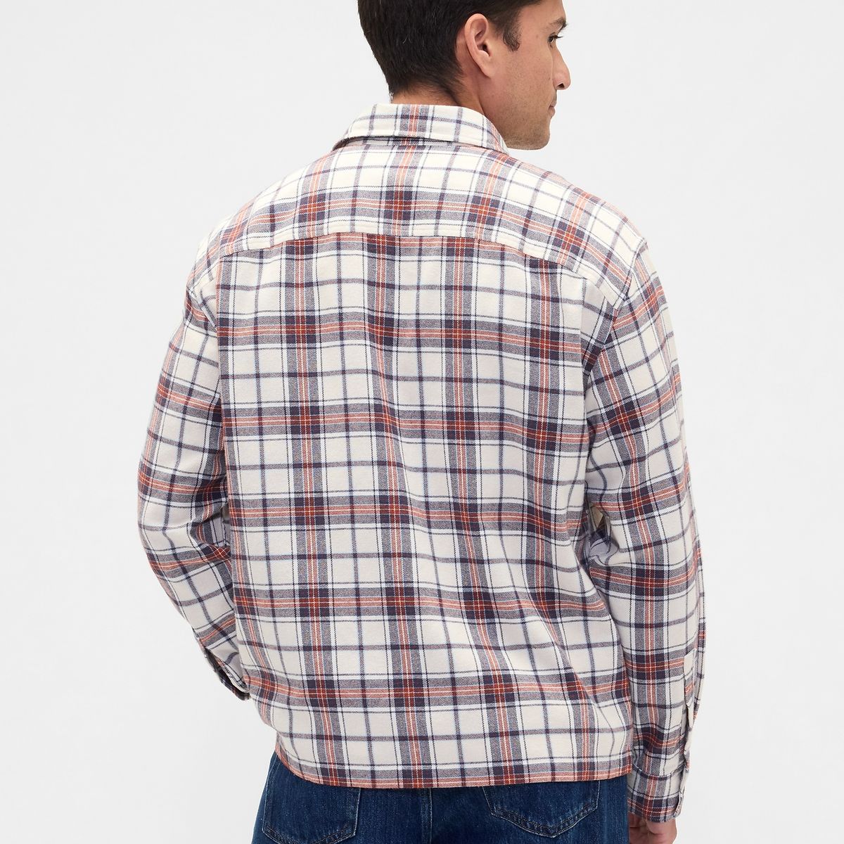 GAP - Camisa Hombre Gap Manga Larga Franela Azul