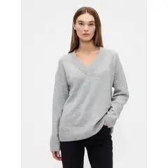 GAP - Sweater Mujer Cuello V Gris