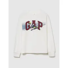 GAP - Polera Niño Logo Manga Larga Blanco