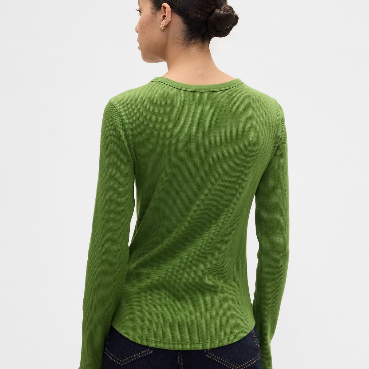GAP - Polera Mujer Manga Larga Waffle Verde Gap