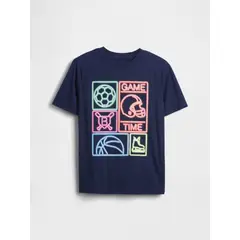 GAP - Polera Niño Manga Corta Graficas Azul