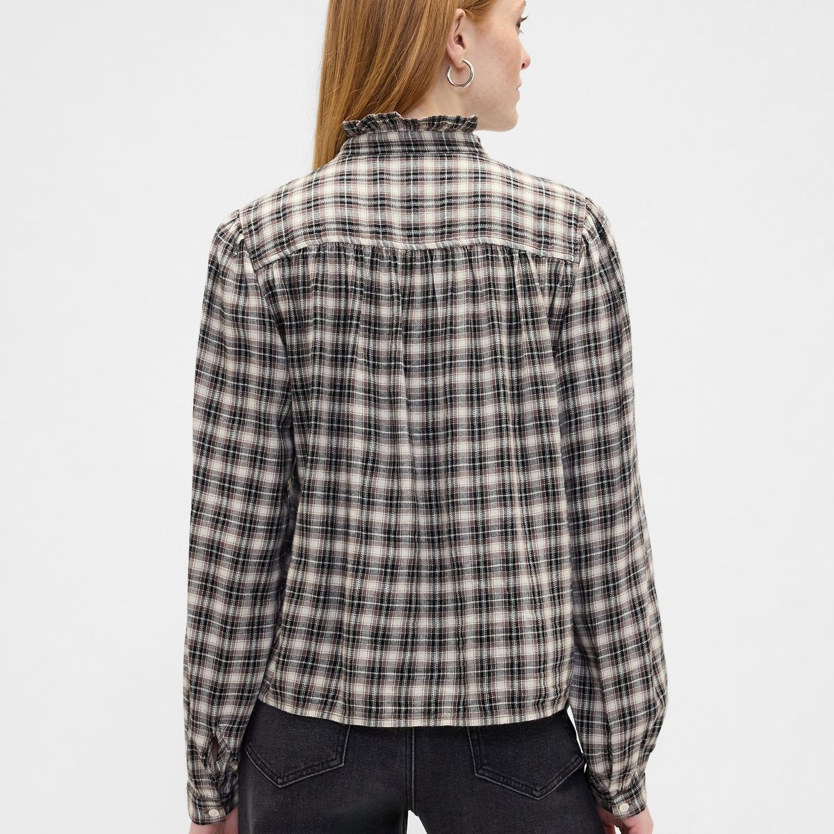 GAP - Blusa Mujer Gap Manga Larga Franela Negro