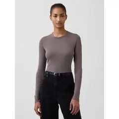 GAP - Polera Mujer Manga Larga Café