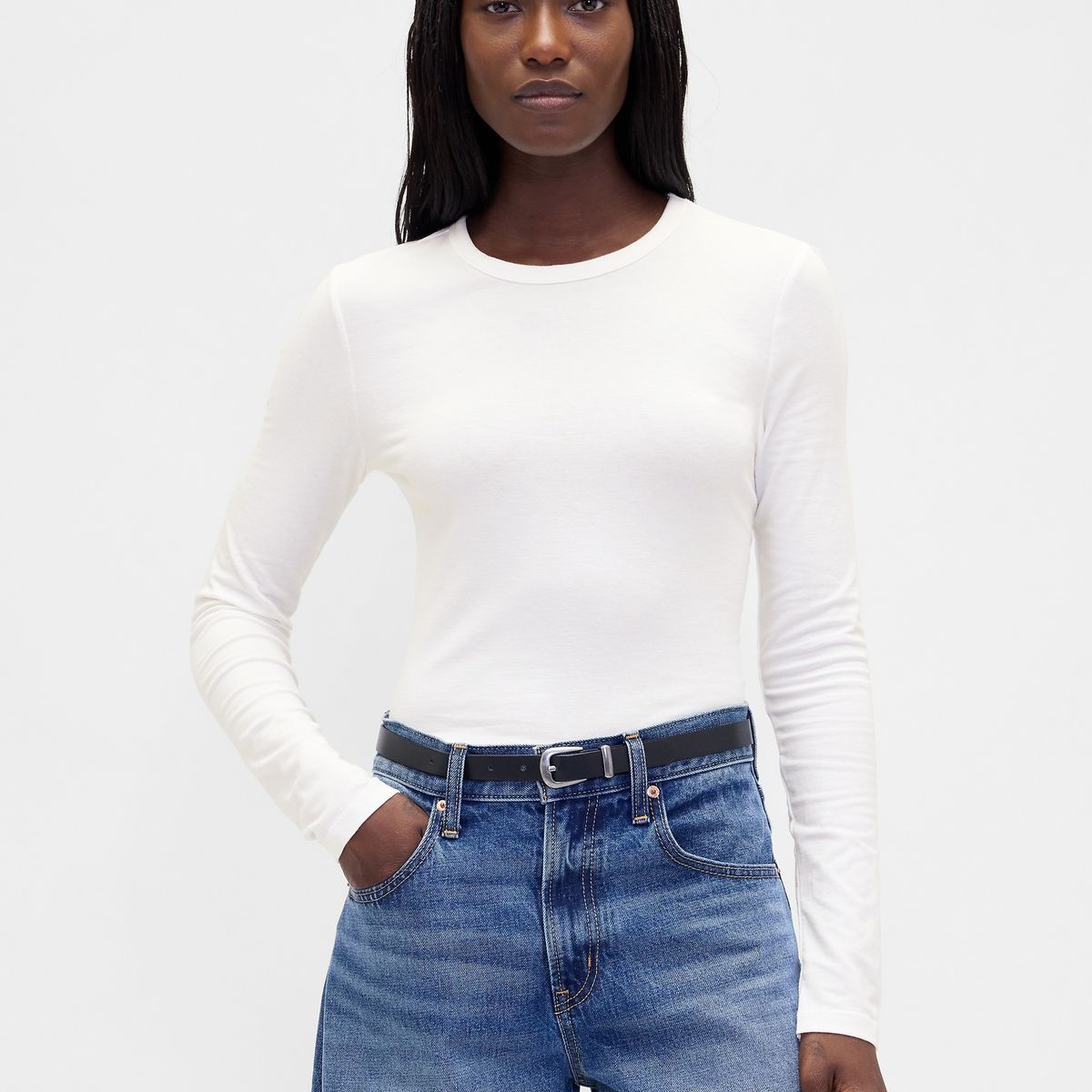 GAP - Polera Mujer Manga Larga Blanco Gap