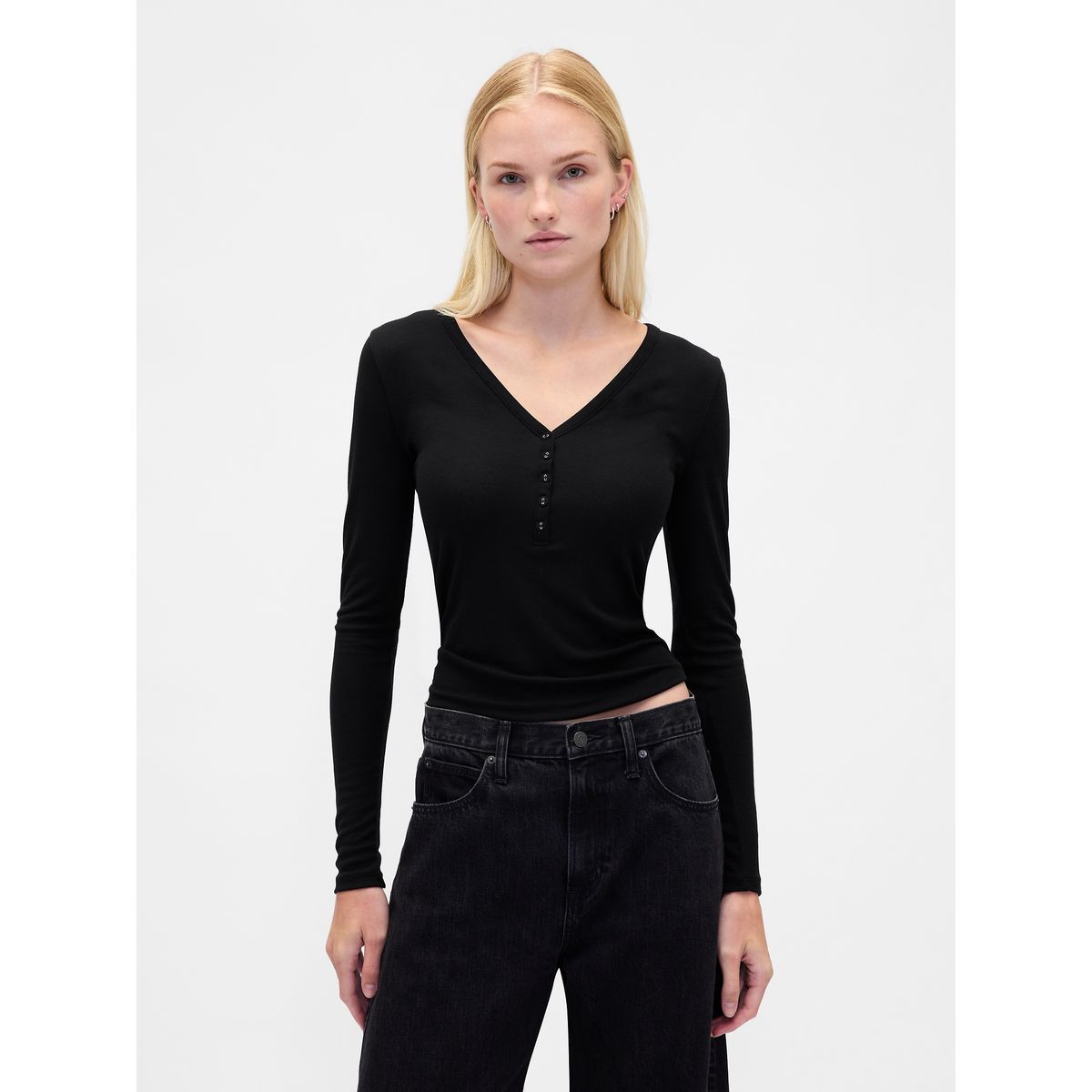 GAP - Polera Mujer Manga Larga Negro Gap